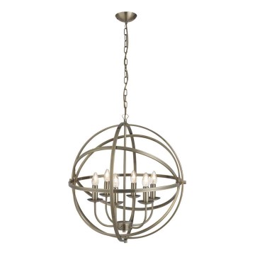 Searchlight - Lampadario a catena ORBIT 6xE14/60W/230V ottone