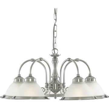 Searchlight - Lampadario a sospensione con catena AMERICAN DINER 5xE14/60W/230V cromo lucido