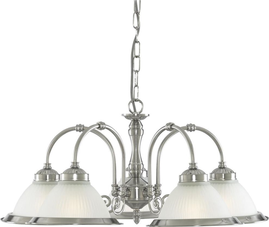Searchlight - Lampadario a sospensione con catena AMERICAN DINER 5xE14/60W/230V cromo lucido