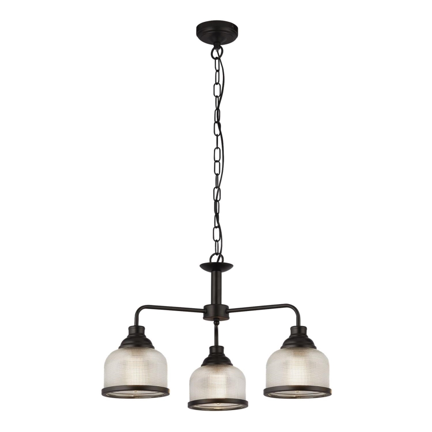 Searchlight - Lampadario a sospensione con catena BISTRO 3xE27/60W/230V nero