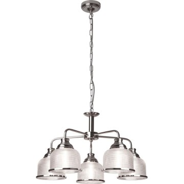 Searchlight - Lampadario a sospensione con catena BISTRO 5xE27/60W/230V cromo lucido