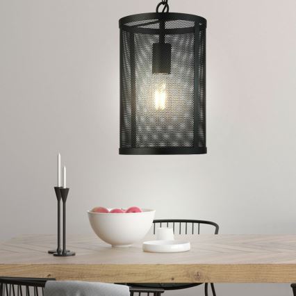 Searchlight - Lampadario a sospensione con catena FISHNET 1xE27/60W/230V nero