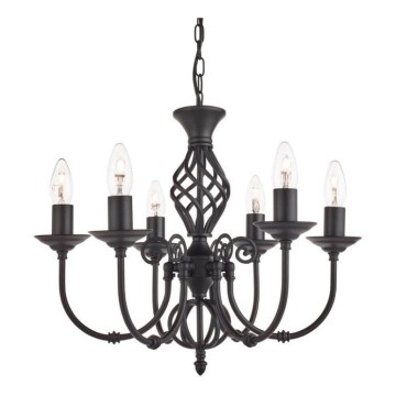 Searchlight - Lampadario a sospensione con catena ZANZIBAR 6xE14/60W/230V nero