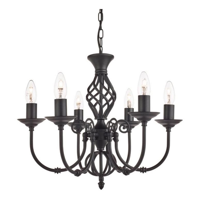 Searchlight - Lampadario a sospensione con catena ZANZIBAR 6xE14/60W/230V nero