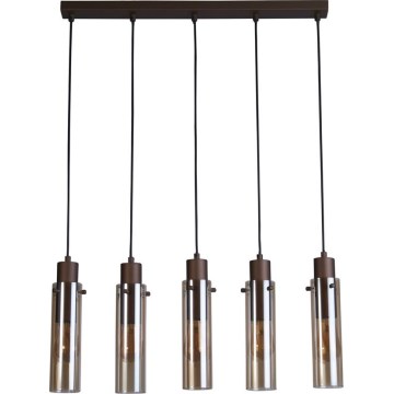 Searchlight - Lampadario a sospensione con cavo SWEDEN 5xE27/60W/230V marrone/fumé