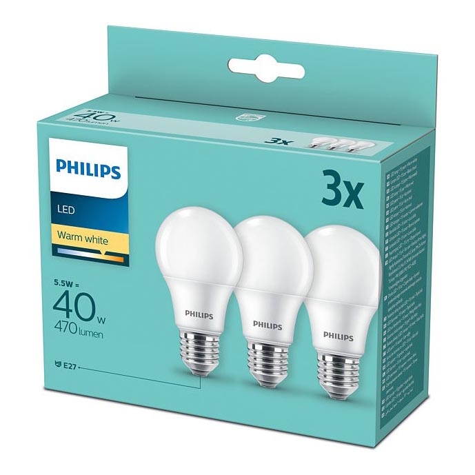 SED 3x Lampadina LED Philips E27/5,5W/230V 2700K