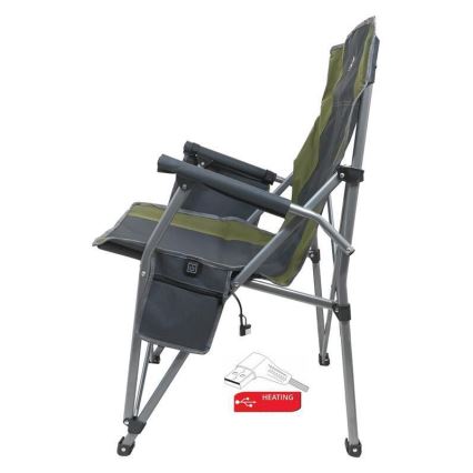 Sedia da campeggio pieghevole riscaldata 11/5V verde/grigio