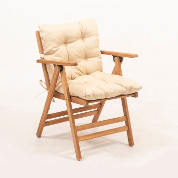 Sedia da giardino pieghevole con cuscino beige/trave di corno