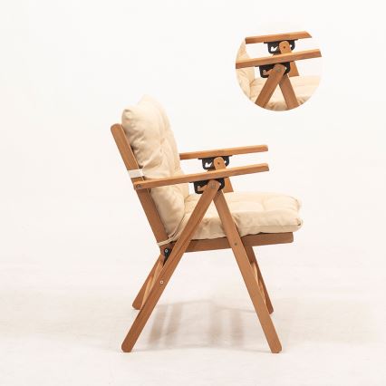 Sedia da giardino pieghevole con cuscino beige/trave di corno