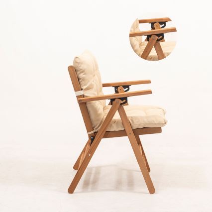Sedia da giardino pieghevole con cuscino beige/trave di corno