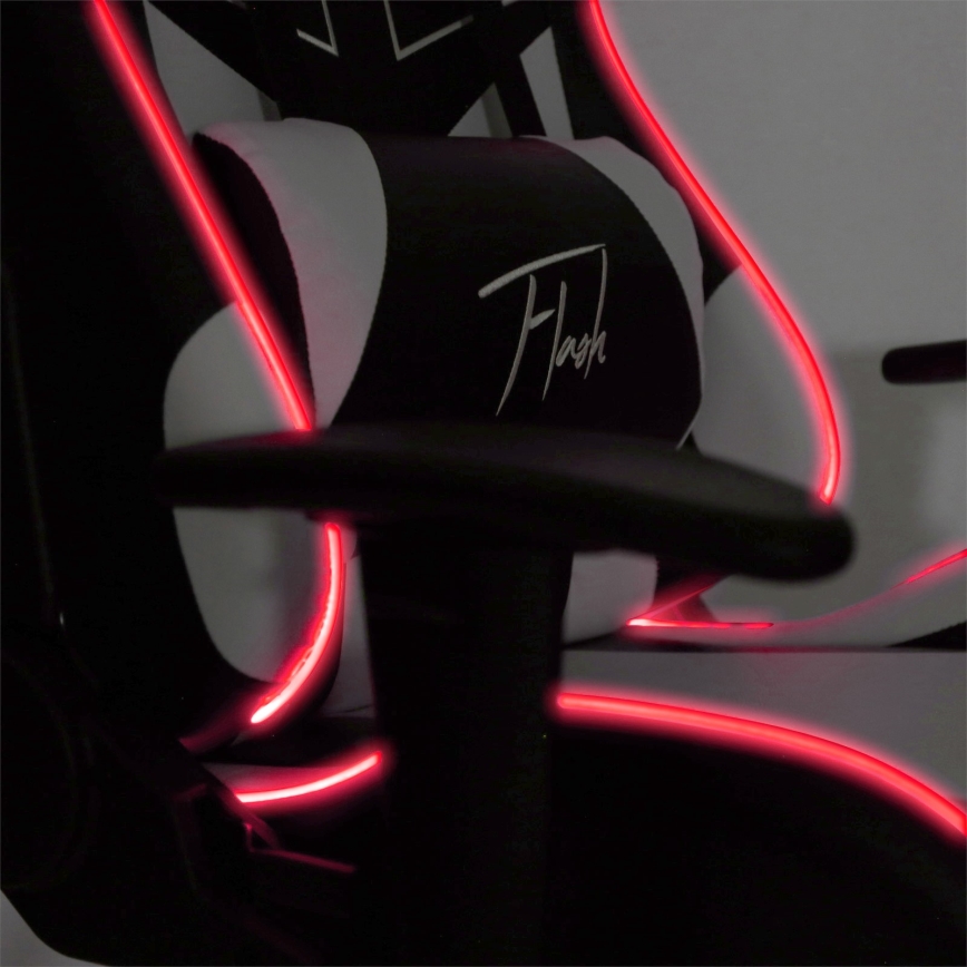 Sedia da gioco VARR Flash con retroilluminazione LED RGB + telecomando nero/bianco