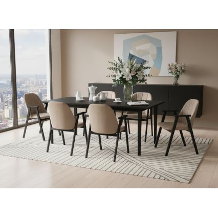 Sedia da pranzo GARDA nera/beige
