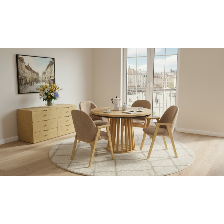 Sedia da pranzo GARDA rovere/beige