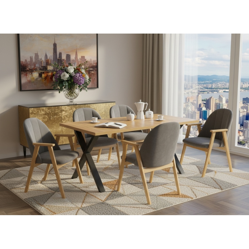 Sedia da pranzo GARDA rovere/grigio
