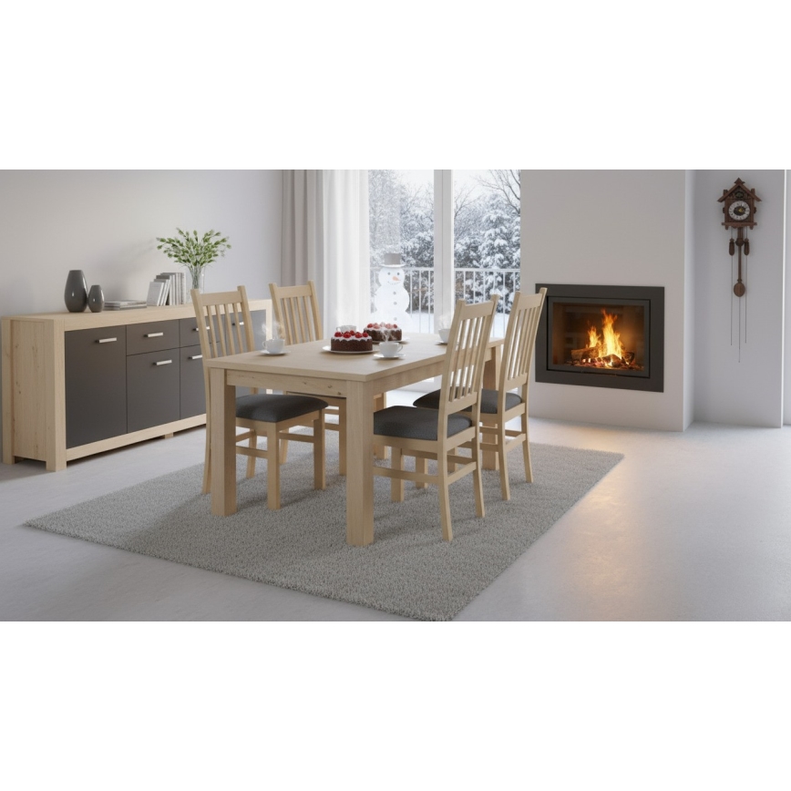 Sedia da pranzo SIMON rovere/grigio scuro