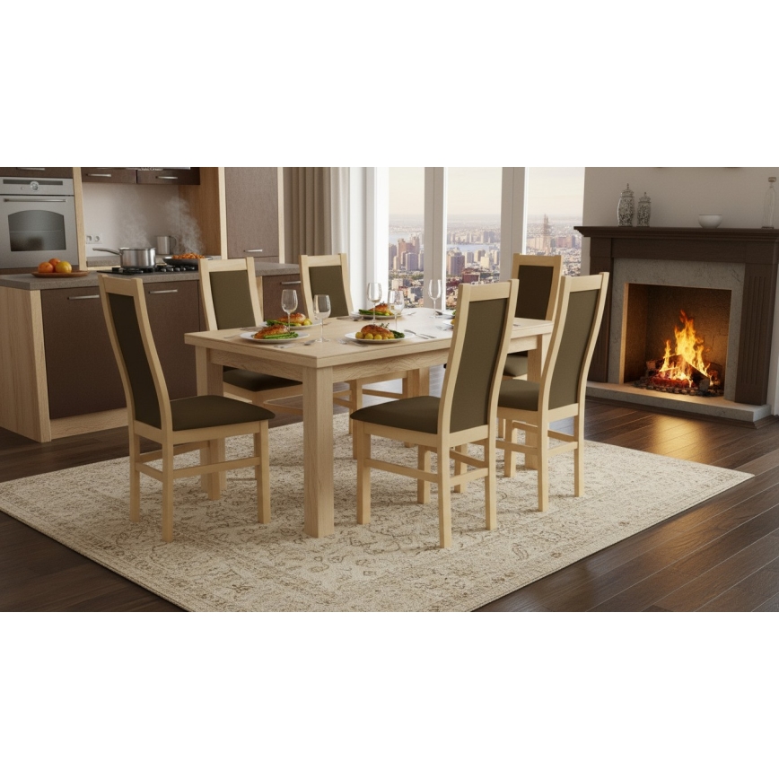 Sedia da pranzo ZOE rovere/marrone scuro