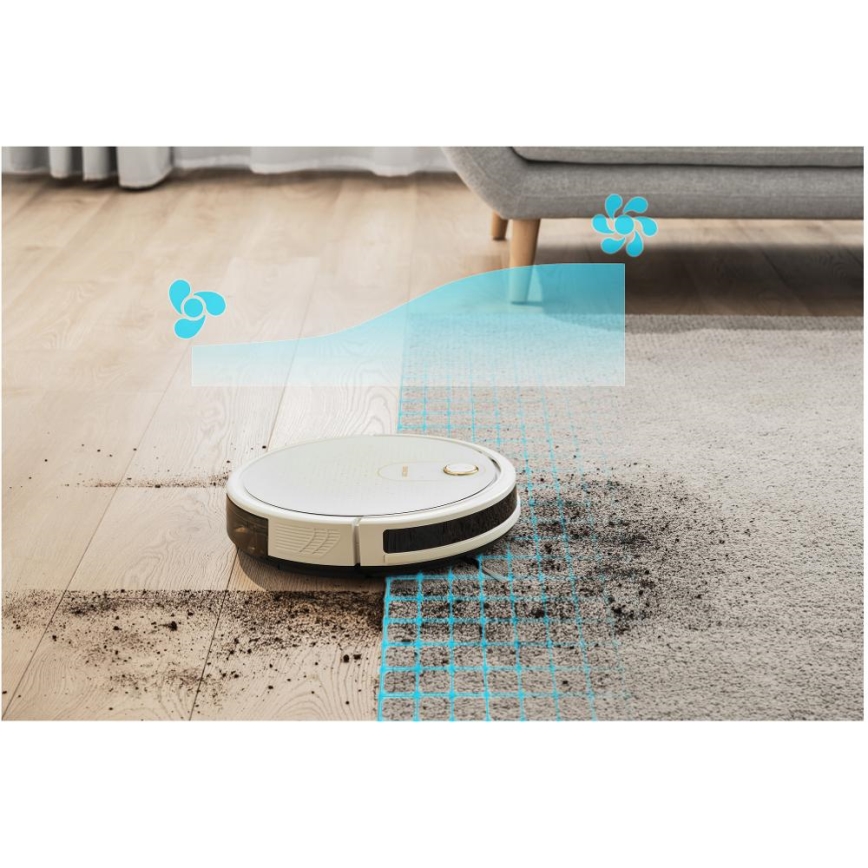 Sencor - Aspirapolvere robot smart con uno spazzolone 2in1 28W/2600 mAh Wi-Fi bianco + telecomando