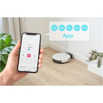 Sencor - Aspirapolvere robot smart con uno spazzolone 2in1 28W/2600 mAh Wi-Fi bianco + telecomando