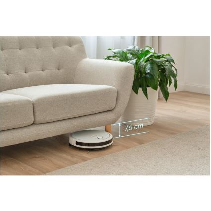 Sencor - Aspirapolvere robot smart con uno spazzolone 2in1 28W/2600 mAh Wi-Fi bianco + telecomando