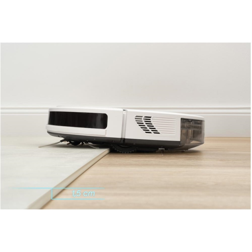 Sencor - Aspirapolvere robot smart con uno spazzolone 2in1 28W/2600 mAh Wi-Fi bianco + telecomando