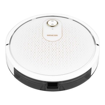 Sencor - Aspirapolvere robot smart con uno spazzolone 2in1 28W/2600 mAh Wi-Fi bianco + telecomando