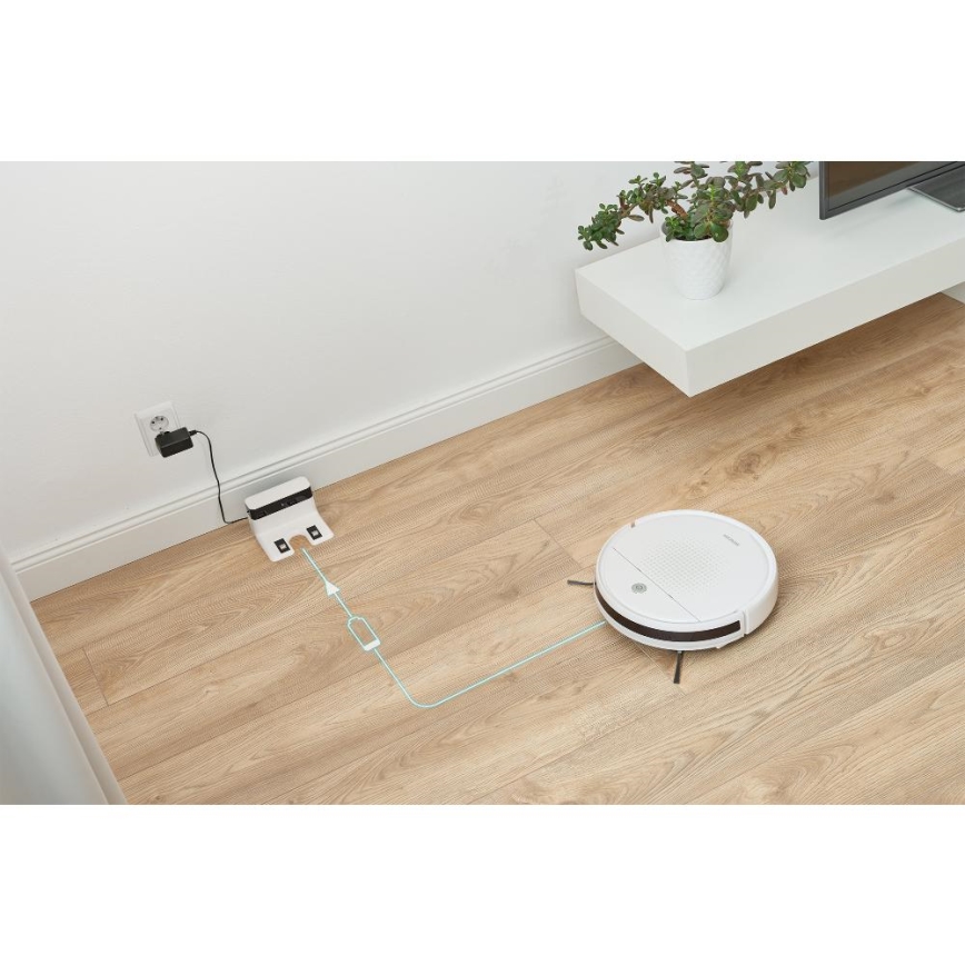 Sencor - Aspirapolvere robotico con uno spazzolone 2in1 18W/1500 mAh bianco + telecomando