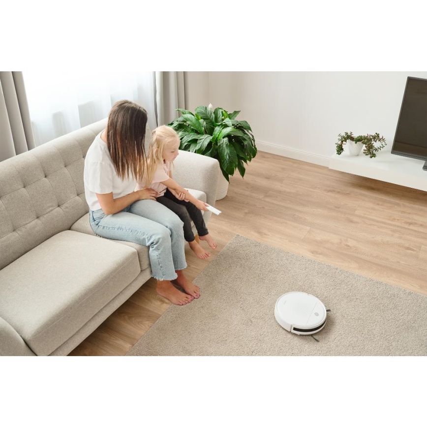Sencor - Aspirapolvere robotico con uno spazzolone 2in1 18W/1500 mAh bianco + telecomando