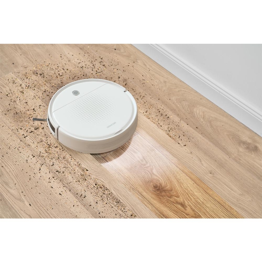 Sencor - Aspirapolvere robotico con uno spazzolone 2in1 18W/1500 mAh bianco + telecomando