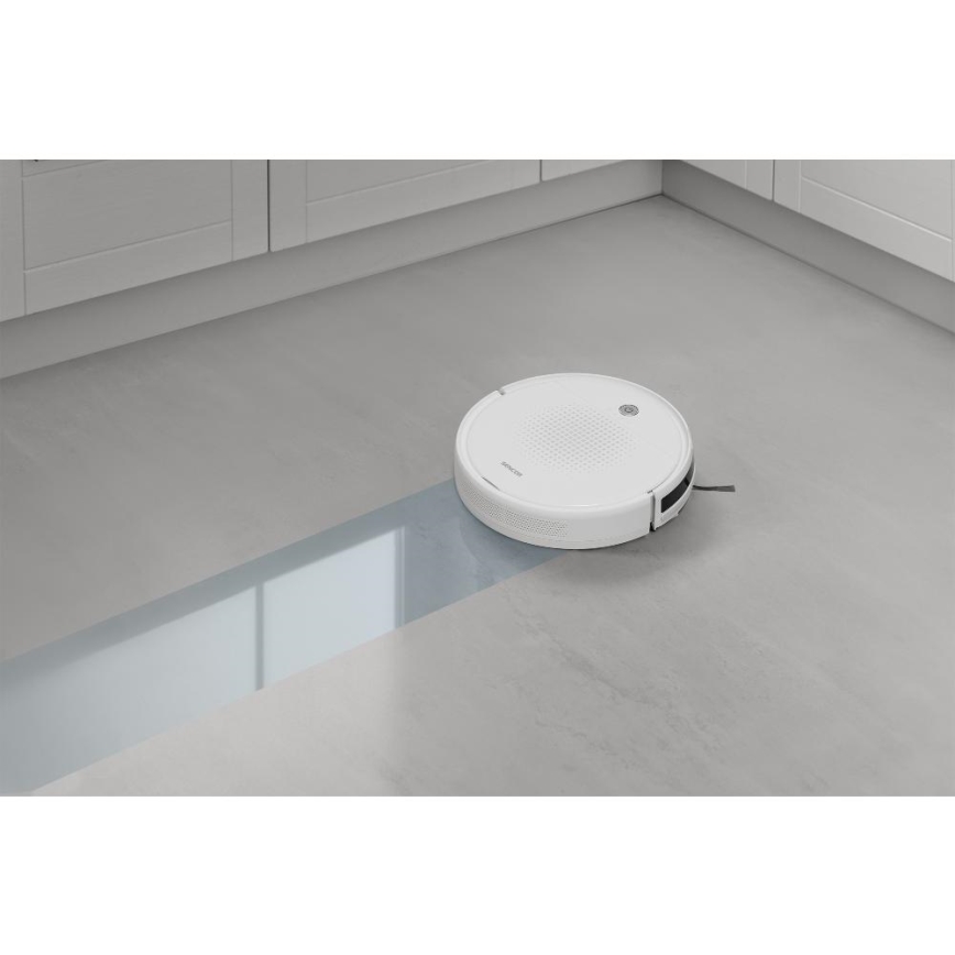 Sencor - Aspirapolvere robotico con uno spazzolone 2in1 18W/1500 mAh bianco + telecomando