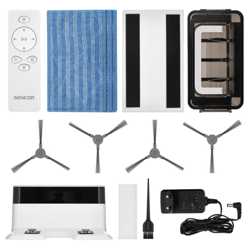 Sencor - Aspirapolvere robotico con uno spazzolone 2in1 18W/1500 mAh bianco + telecomando