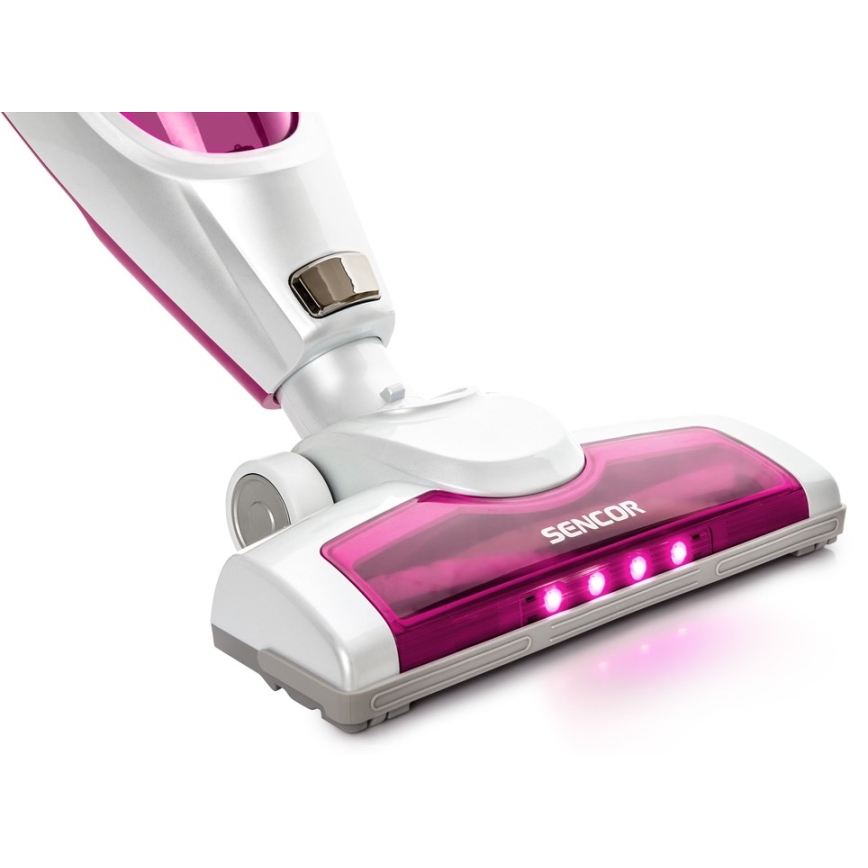 Sencor - Aspirapolvere Stick con spazzola rotante elettrica 2in1 70W/12V 1800 mAh bianco/rosa