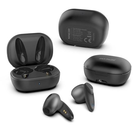 Sencor - Auricolari senza fili 230 mAh + 2x 25 mAh IPX4 nero