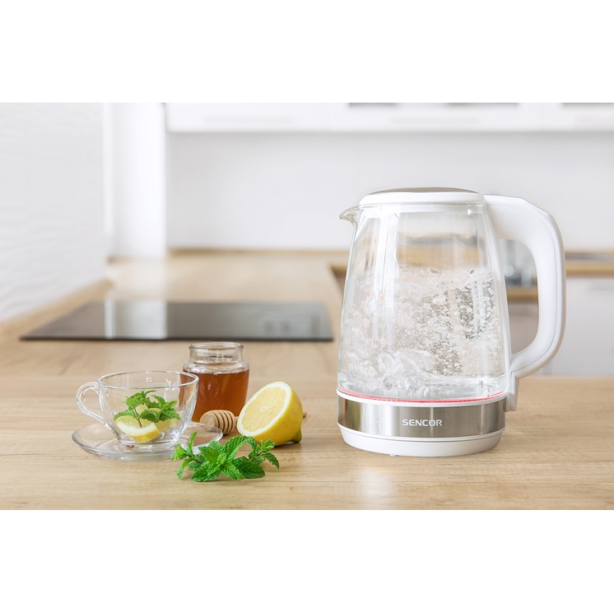 Sencor - Bollitore con termoregolazione 2 l 2200W/230V bianco