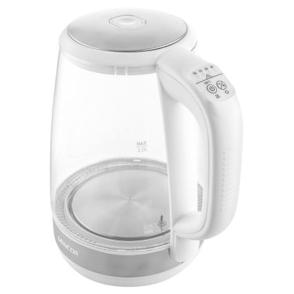 Sencor - Bollitore con termoregolazione 2 l 2200W/230V bianco