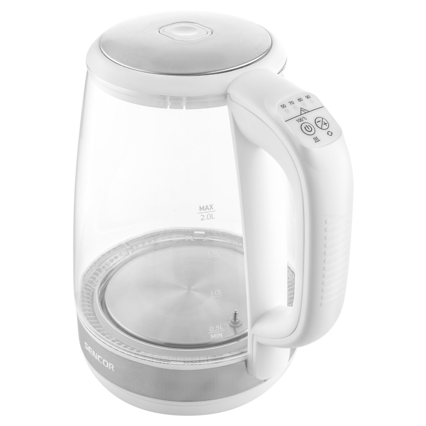 Sencor - Bollitore con termoregolazione 2 l 2200W/230V bianco