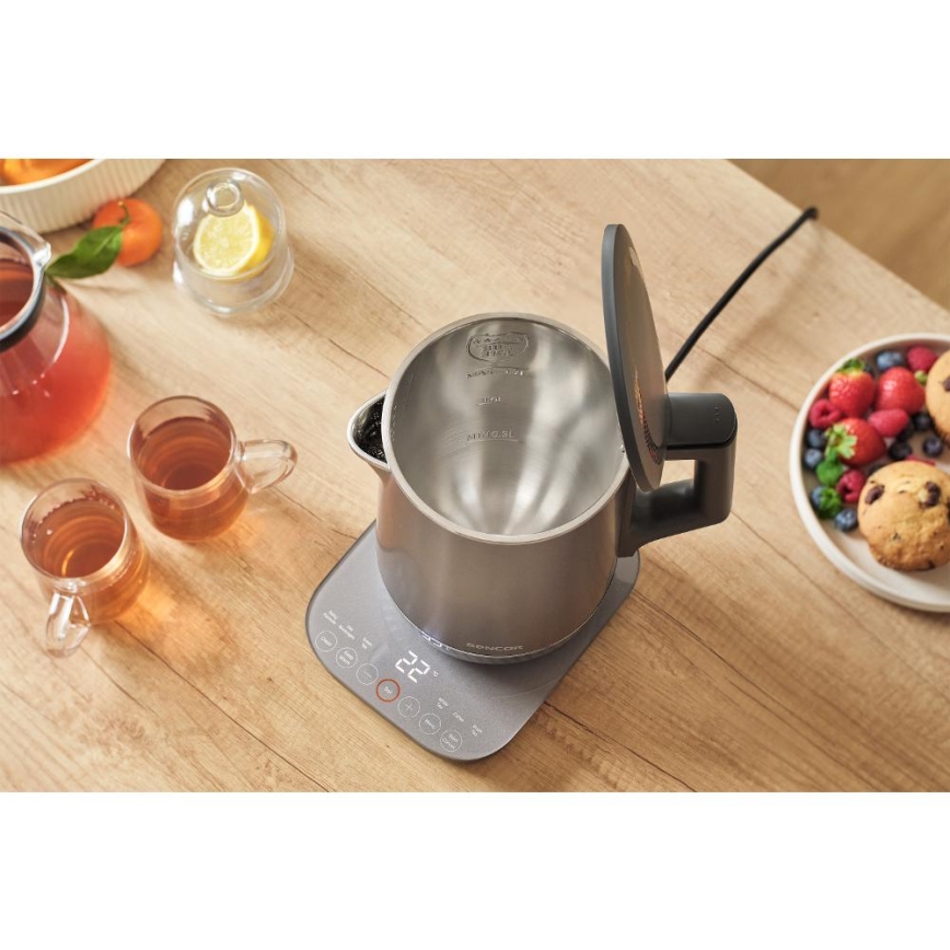 Sencor - Bollitore elettrico con regolazione della temperatura 1,7 l 1800W/230V in acciaio inox