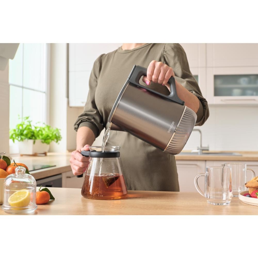 Sencor - Bollitore elettrico con regolazione della temperatura 1,7 l 1800W/230V in acciaio inox