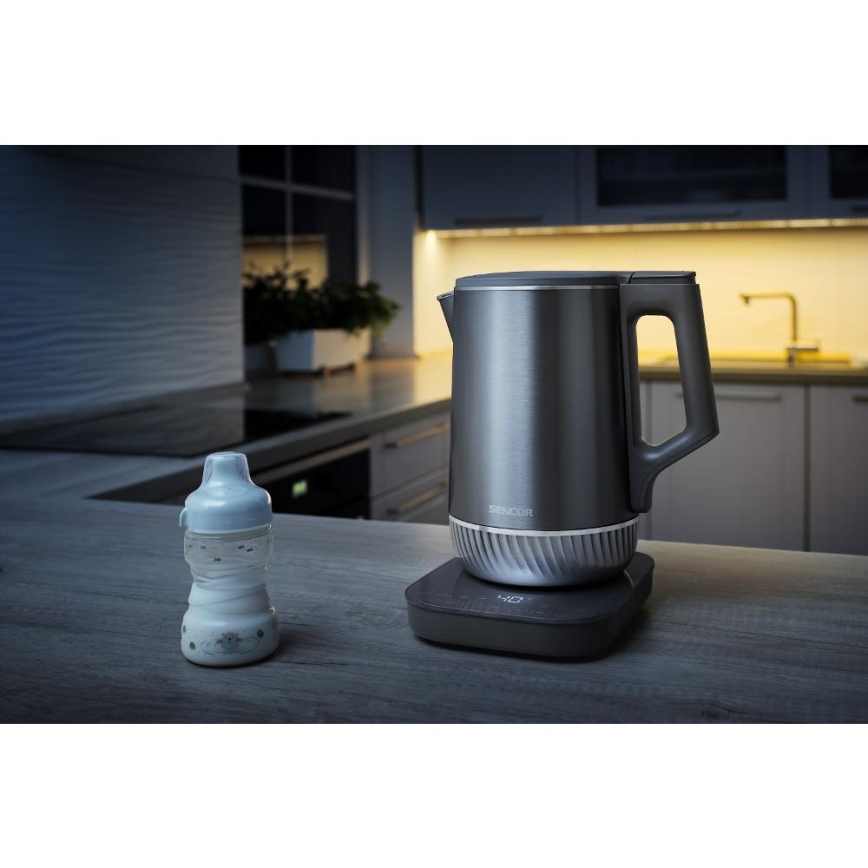 Sencor - Bollitore elettrico con regolazione della temperatura 1,7 l 1800W/230V in acciaio inox