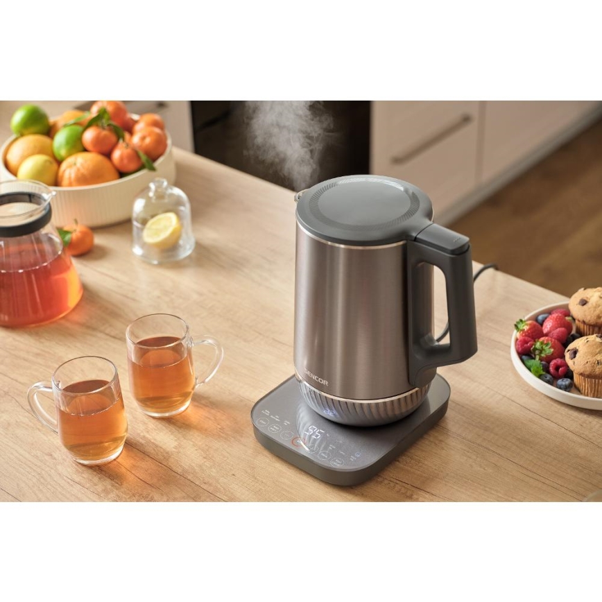 Sencor - Bollitore elettrico con regolazione della temperatura 1,7 l 1800W/230V in acciaio inox