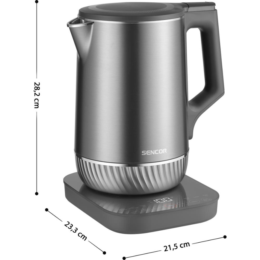 Sencor - Bollitore elettrico con regolazione della temperatura 1,7 l 1800W/230V in acciaio inox
