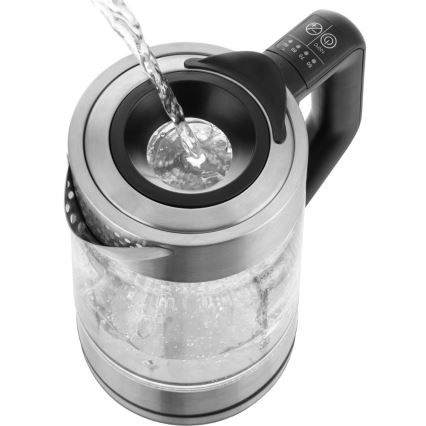 Sencor - Bollitore elettrico con regolazione della temperatura 1,7 l 2200 W/230 V cromo opaco/nero