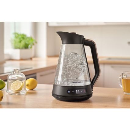Sencor - Bollitore elettrico rapido con termoregolazione 1,5 l 2150W/230V nero/oro rosa