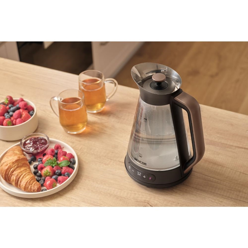 Sencor - Bollitore elettrico rapido con termoregolazione 1,5 l 2150W/230V nero/oro rosa