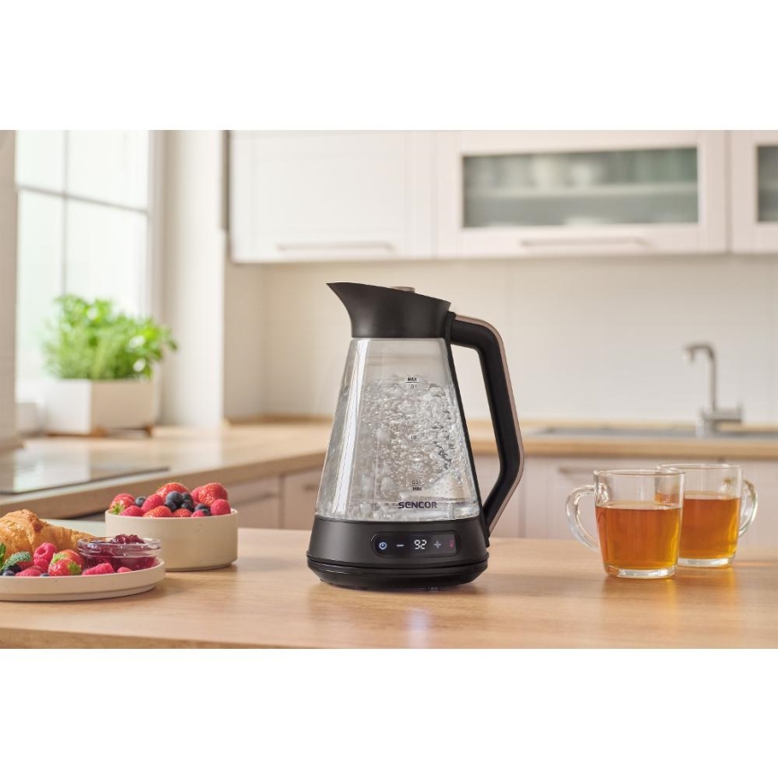 Sencor - Bollitore elettrico rapido con termoregolazione 1,5 l 2150W/230V nero/oro rosa