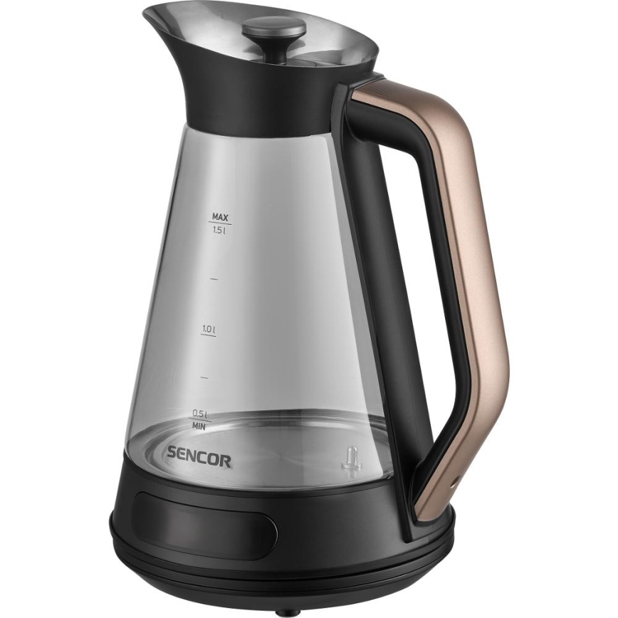 Sencor - Bollitore elettrico rapido con termoregolazione 1,5 l 2150W/230V nero/oro rosa