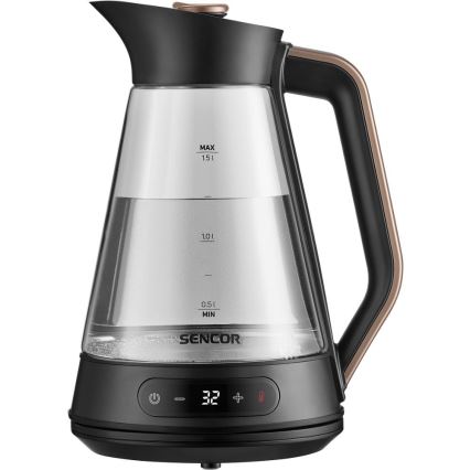 Sencor - Bollitore elettrico rapido con termoregolazione 1,5 l 2150W/230V nero/oro rosa