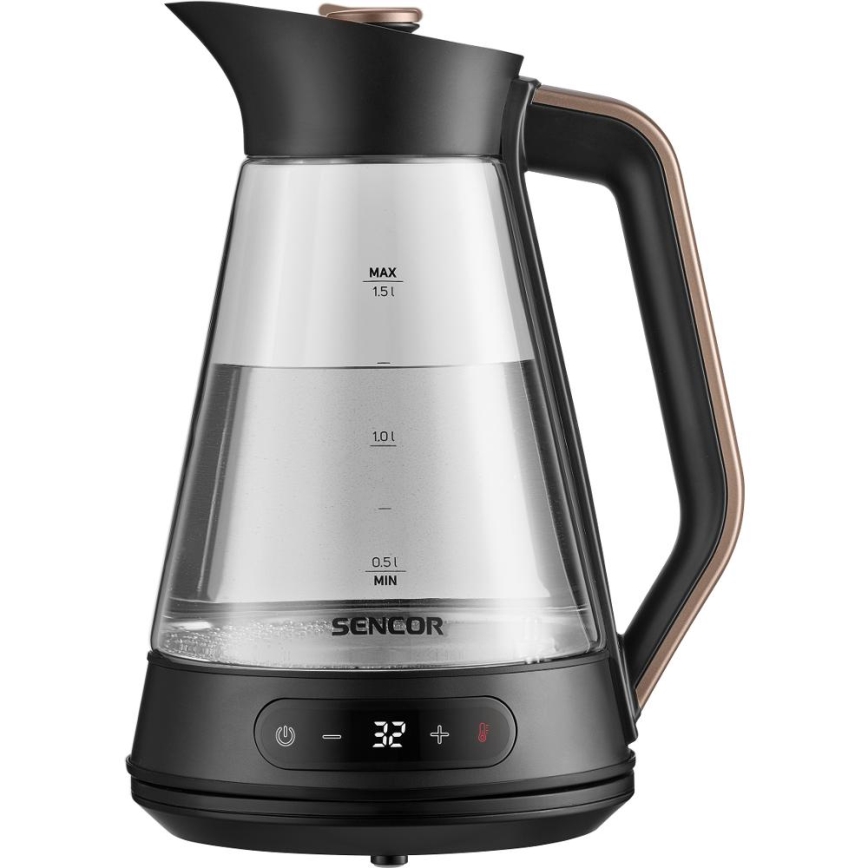 Sencor - Bollitore elettrico rapido con termoregolazione 1,5 l 2150W/230V nero/oro rosa
