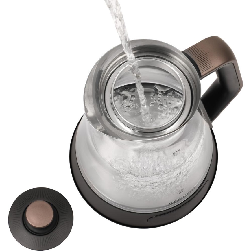 Sencor - Bollitore elettrico rapido con termoregolazione 1,5 l 2150W/230V nero/oro rosa