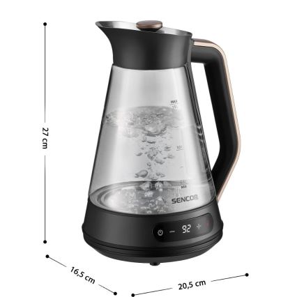 Sencor - Bollitore elettrico rapido con termoregolazione 1,5 l 2150W/230V nero/oro rosa