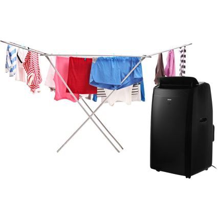 Sencor - Condizionatore portatile intelligente 4 in 1 con accessori completi 900W/230V 9000 BTU Wi-Fi nero + telecomando